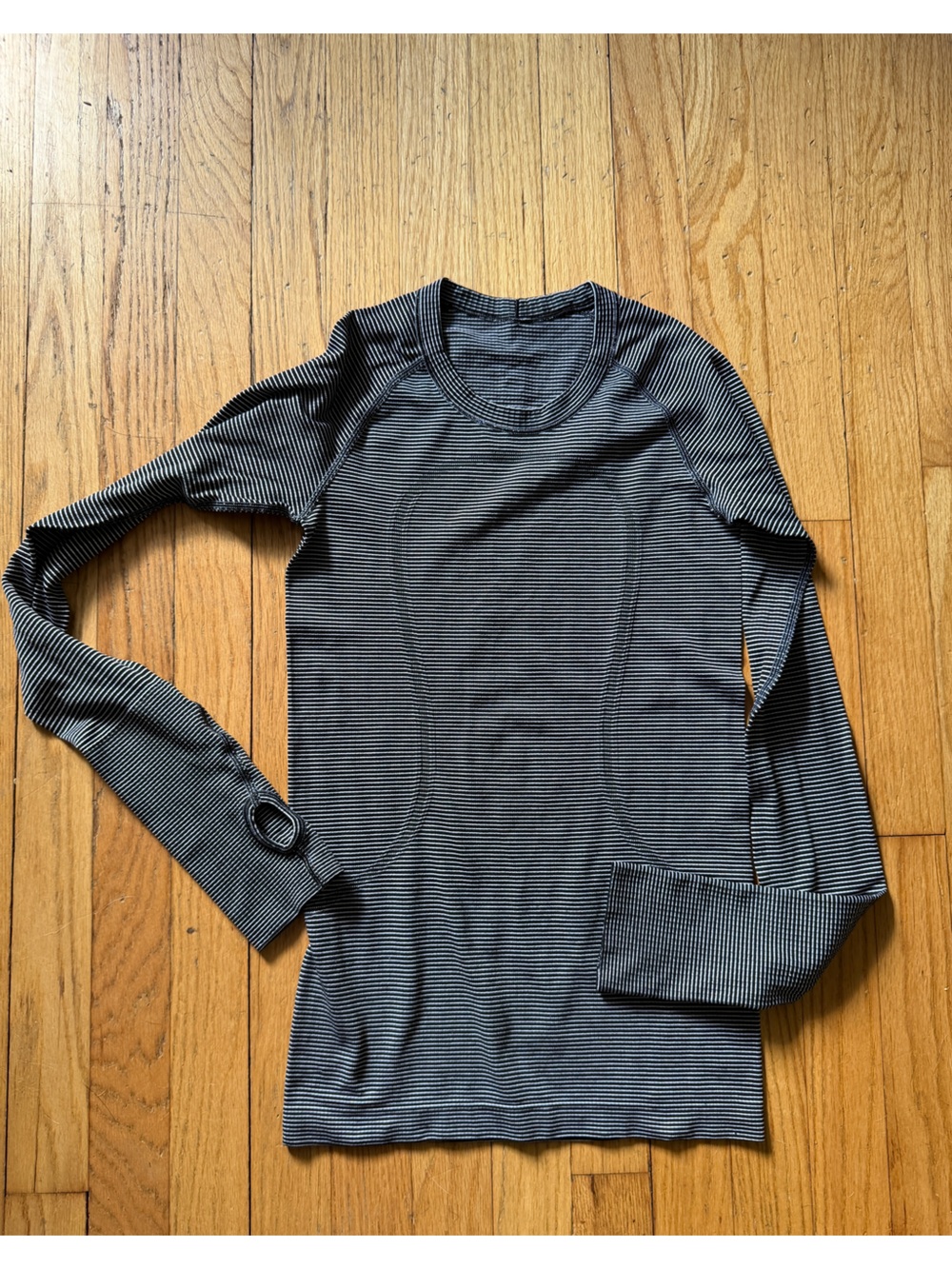 lululemon athletica Black and White Striped Long Sleeve Tee